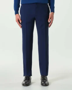 Pantalone Pellizzari drop7 blu indaco in tela Marzotto di pura lana