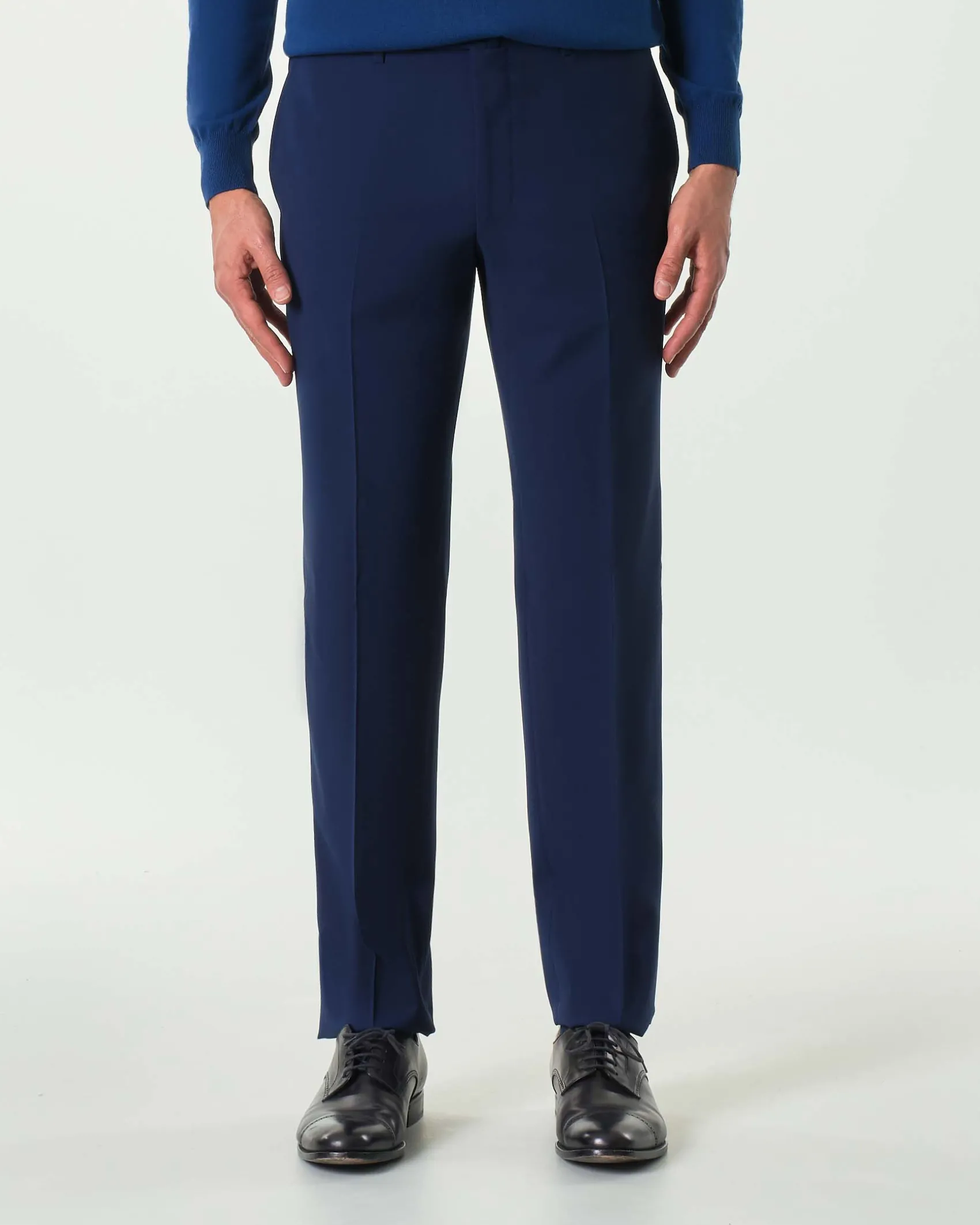 Pantalone Pellizzari drop7 blu indaco in tela Marzotto di pura lana