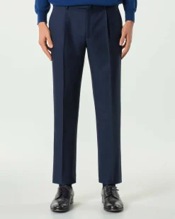 Pantalone Pellizzari drop7 blu in tela di pura lana con una pinces