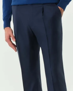 Pantalone Pellizzari drop6 blu in tela di pura lana con una pinces