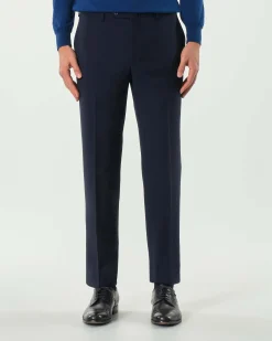 Pantalone Pellizzari drop6 blu in tela Marzotto di pura lana