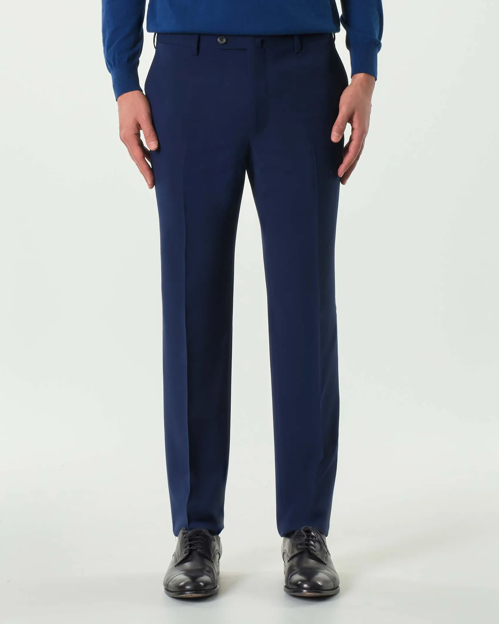 Pantalone Pellizzari drop6 blu indaco in tela Marzotto di pura lana