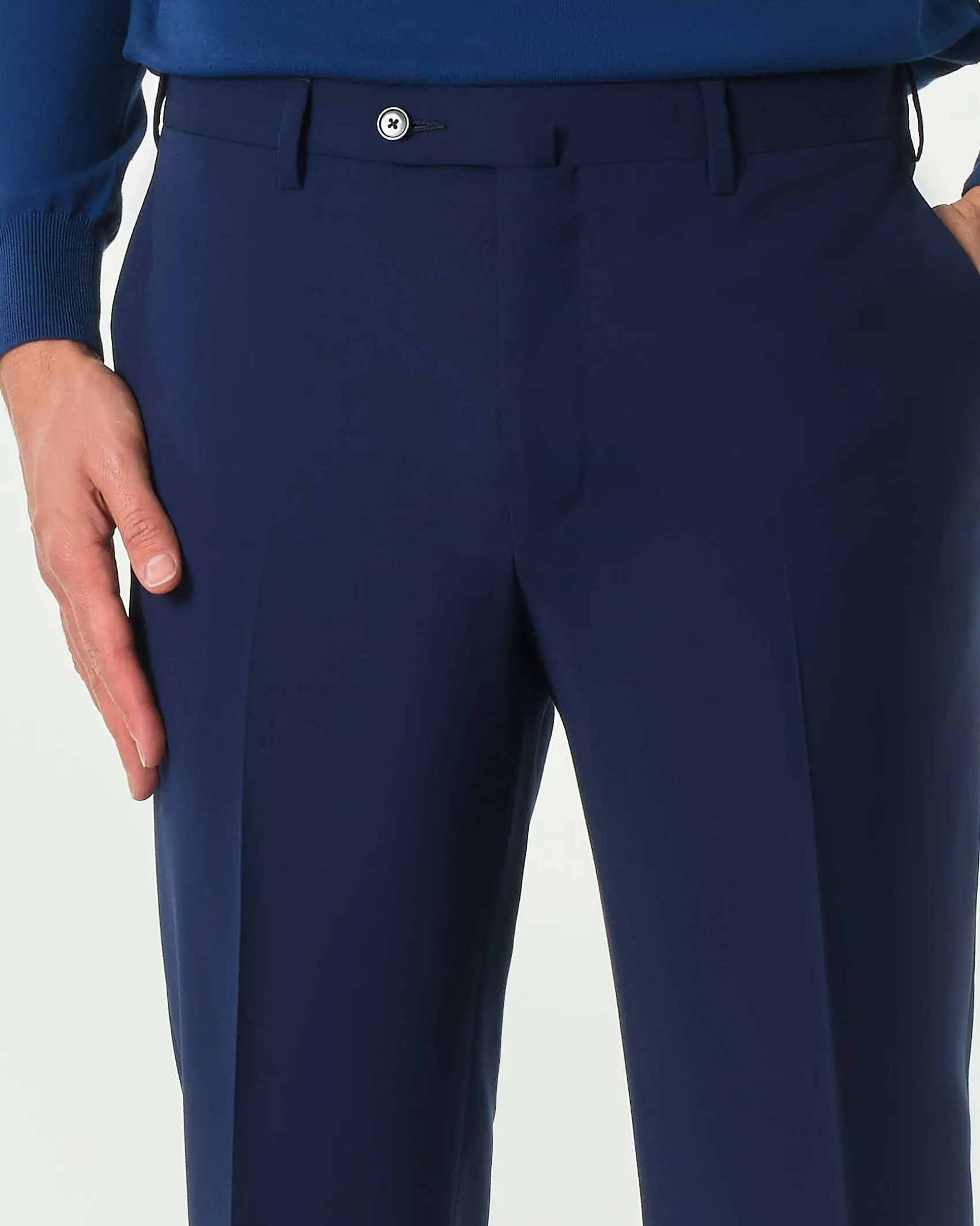 Pantalone Pellizzari drop6 blu indaco in tela Marzotto di pura lana