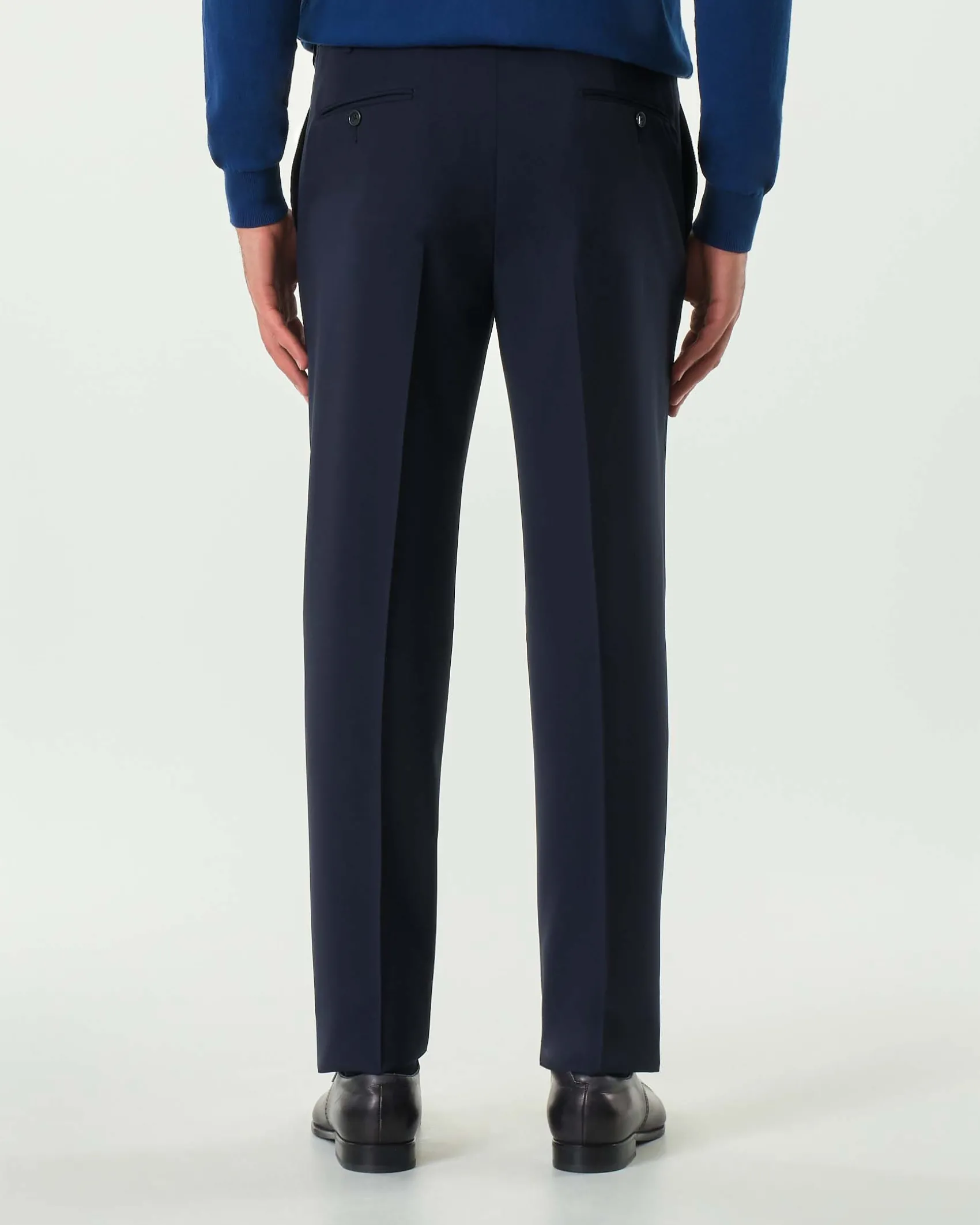 Pantalone Pellizzari drop7 blu in tela Marzotto di pura lana