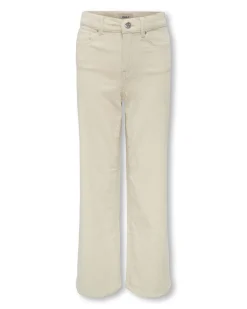 Pantalone wide leg Kids Only color panna in velluto a costine