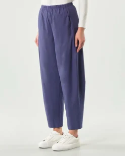 Pantaloni a pallocino Jurerê viola in bangalina di misto viscosa stretch con elastico inserito in vita