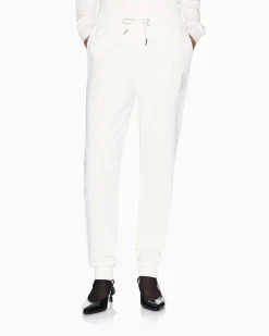 Pantaloni Armani Exchange bianchi in cotone con dettagli in maglia