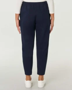 Pantaloni balloon blu in jersey punto Milano di viscosa stretch