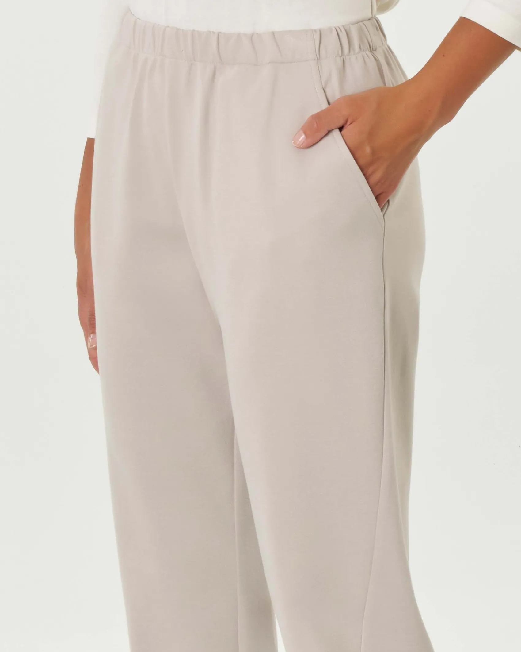 Pantaloni balloon color gesso in jersey punto Milano di viscosa stretch