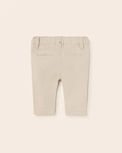 Pantaloni beige in gabardina stretch con bretelle a pois removibili 4-18 mesi
