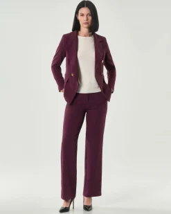 Pantaloni bordeaux straight Hlo! in tessuto tecnico stretch