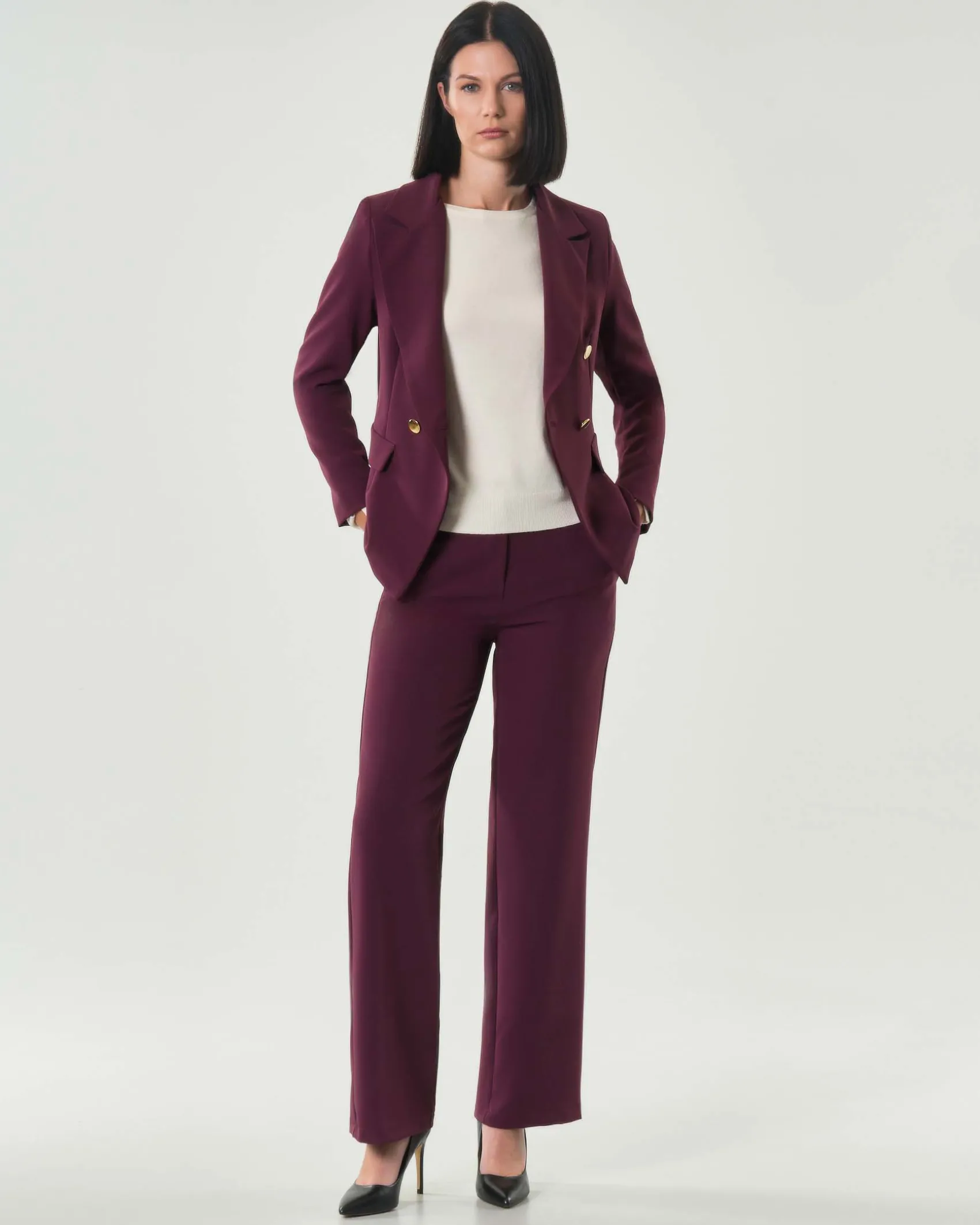 Pantaloni bordeaux straight Hlo! in tessuto tecnico stretch