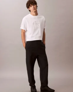 Pantaloni Calvin Klein Jeans neri in felpa di misto cotone