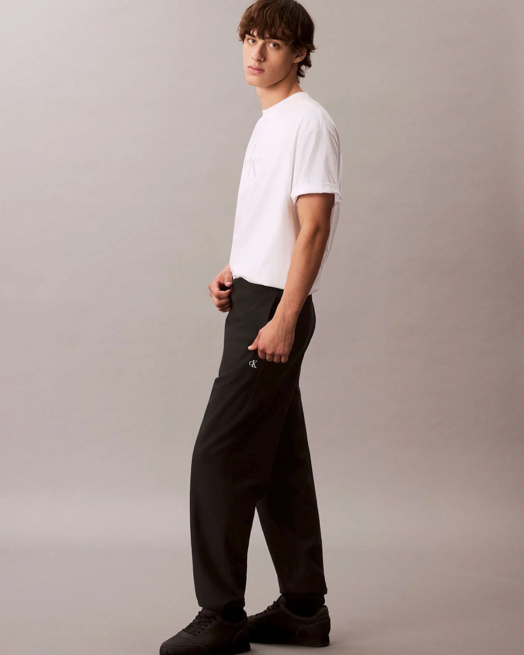 Pantaloni Calvin Klein Jeans neri in felpa di misto cotone