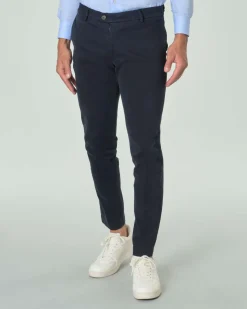 Pantaloni chino Ashki.i blu scuro in misto cotone e modal stretch