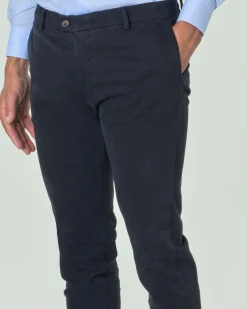 Pantaloni chino Ashki.i blu scuro in misto cotone e modal stretch