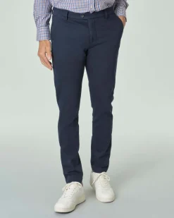 Pantaloni chino Ashki.i blu in tricotina di cotone stretch