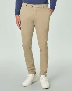Pantaloni chino Ashki.i sabbia in tricotina di cotone stretch