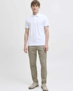Pantaloni chino beige Jack & Jones tapered-fit in tessuto armaturato di cotone stretch