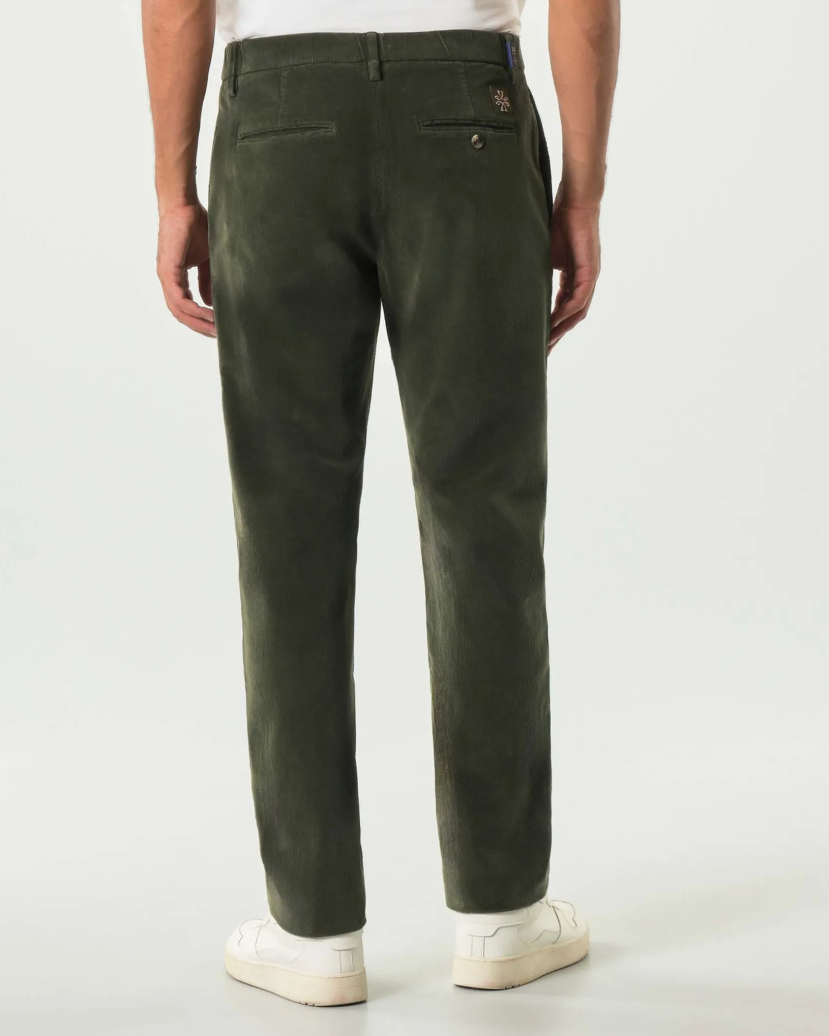 Pantaloni chino Gray slim-fit color militare in velluto di cotone stretch