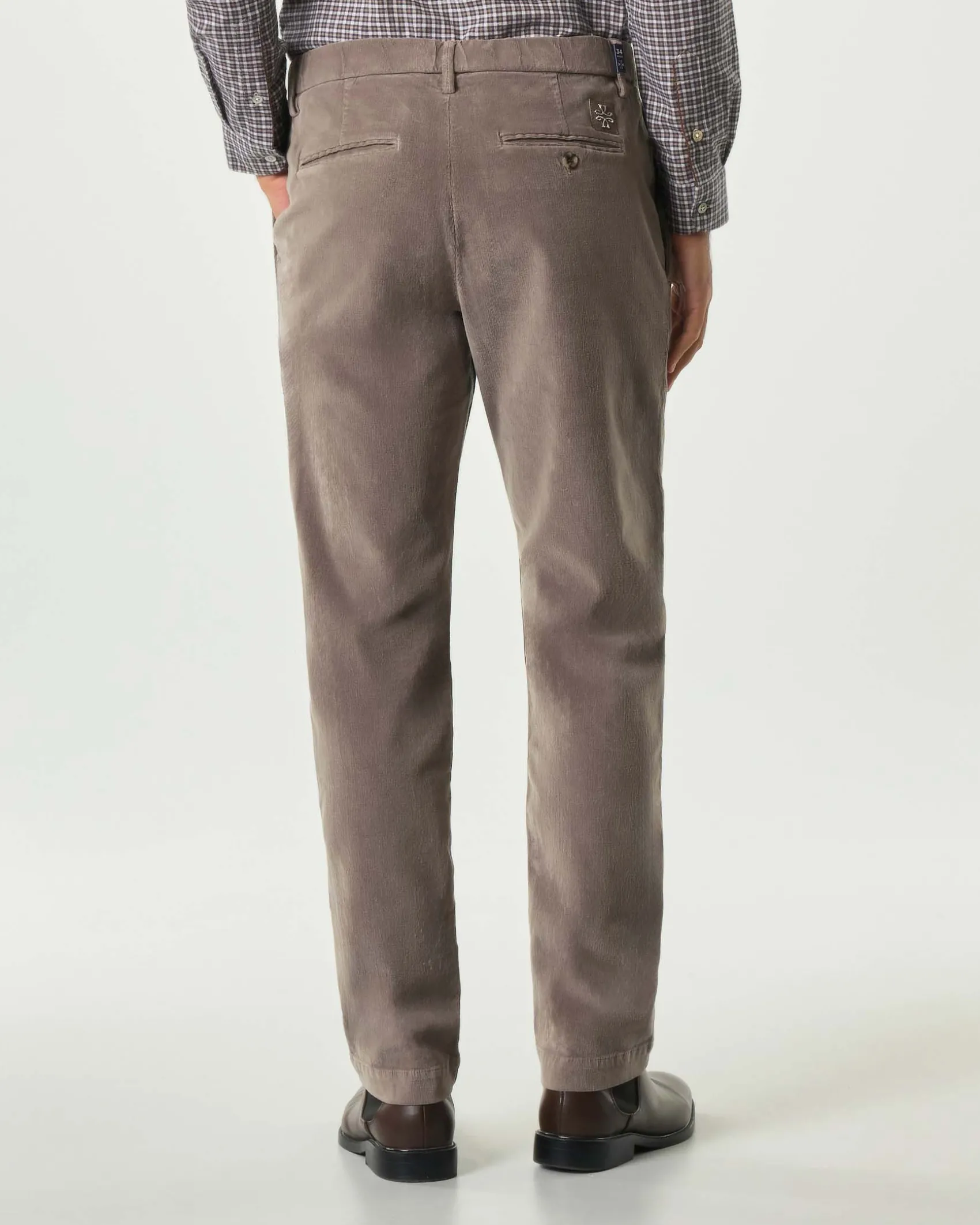 Pantaloni chino Gray slim-fit color fango in velluto di cotone stretch