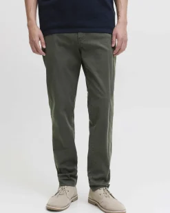 Pantaloni chino Jack & Jones color fango tapered-fit in tessuto armaturato di cotone stretch