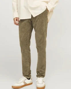 Pantaloni chino Jack & Jones slim-fit color fango in velluto a coste di cotone stretch a vita media