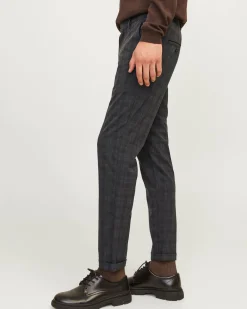 Pantaloni chino Jack & Jones slim-fit color antracite in fantasia principe di Galles di misto viscosa stretch
