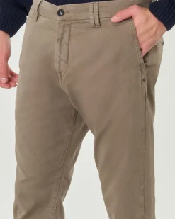 Pantaloni chino My Stuff color fango regular-fit in caldo tessuto di cotone stretch