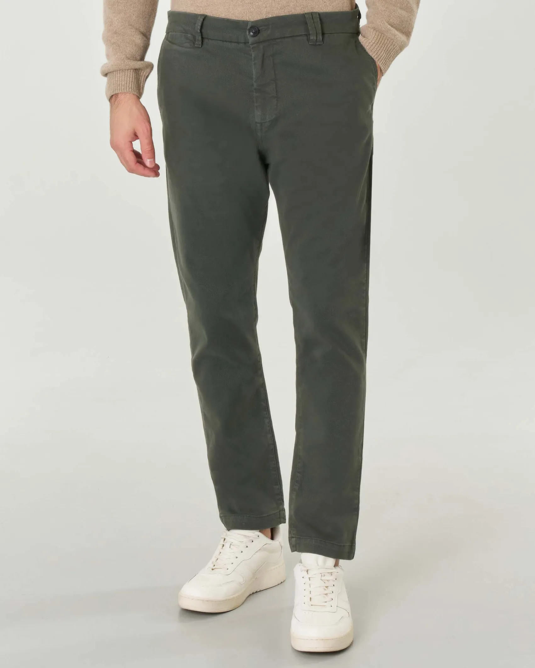 Pantaloni chino My Stuff verde scuro regular-fit in caldo tessuto di cotone stretch