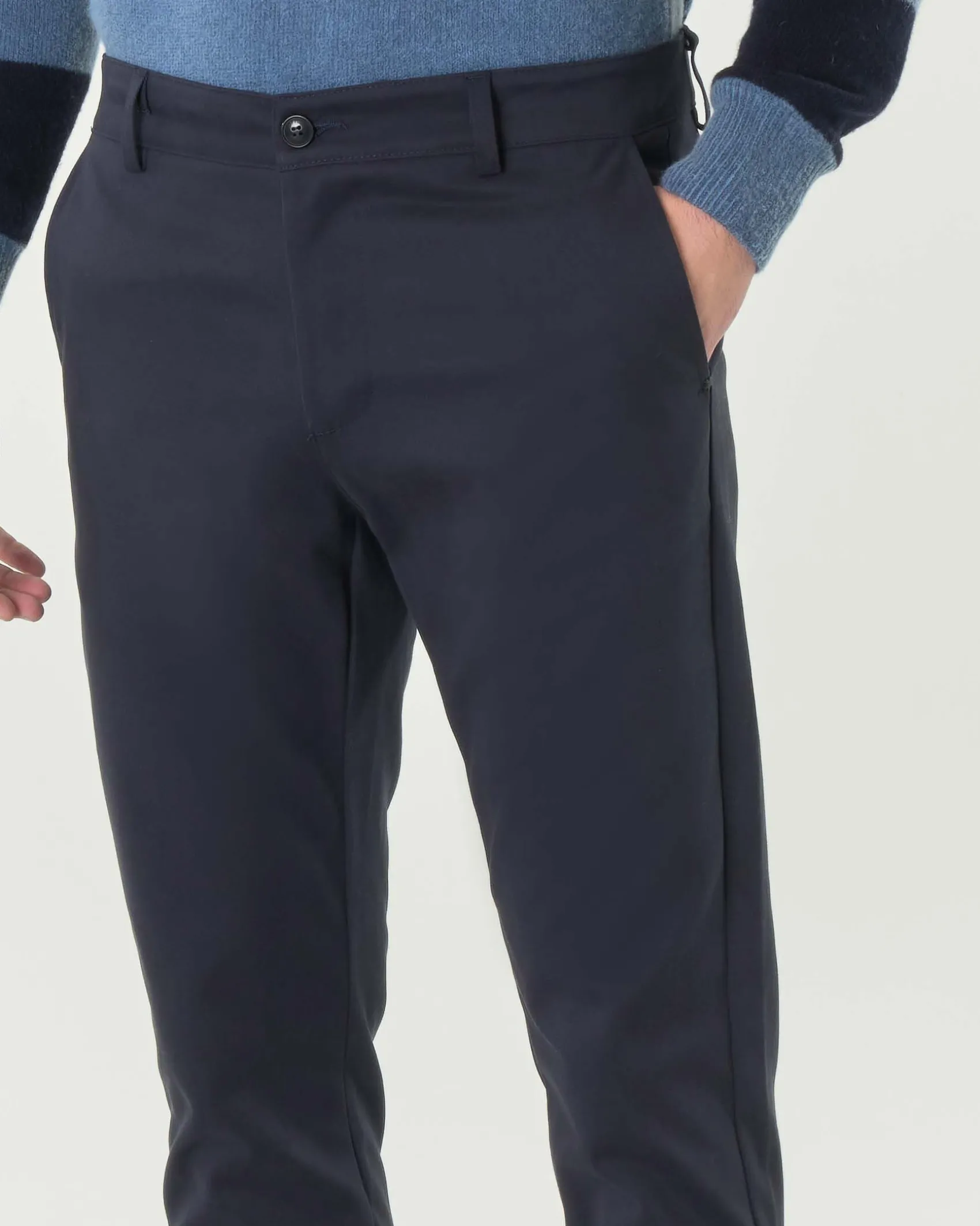 Pantaloni chino My Stuff blu in gabardina di cotone stretch