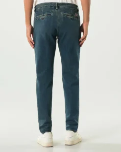Pantaloni chino New Rolf Roy Roger's in denim di cotone stretch lavaggio scuro con sabbiature