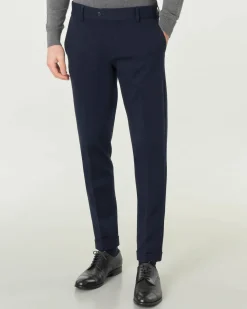 Pantaloni chino Paul Baker blu slim-fit in jersey di viscosa stretch con risvolto al fondo