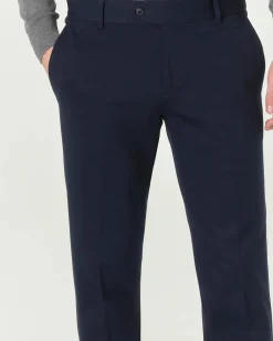 Pantaloni chino Paul Baker blu slim-fit in jersey di viscosa stretch con risvolto al fondo