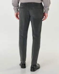 Pantaloni chino Pellizzari antracite in velluto millerighe con pinces frontale ed elastico sul retro
