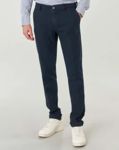 Pantaloni chino Powell Levanto blu slim-fit in cotone stretch a occhio di pernice