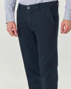 Pantaloni chino Powell Levanto blu slim-fit in cotone stretch a occhio di pernice
