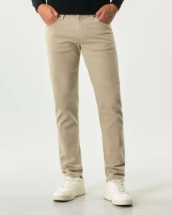 Pantaloni cinque tasche 517 Roy Roger's slim-fit color sabbia in softbull di cotone stretch