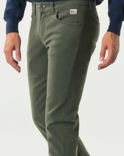 Pantaloni cinque tasche 517 Roy Roger's slim-fit verde militare in softbull di cotone stretch