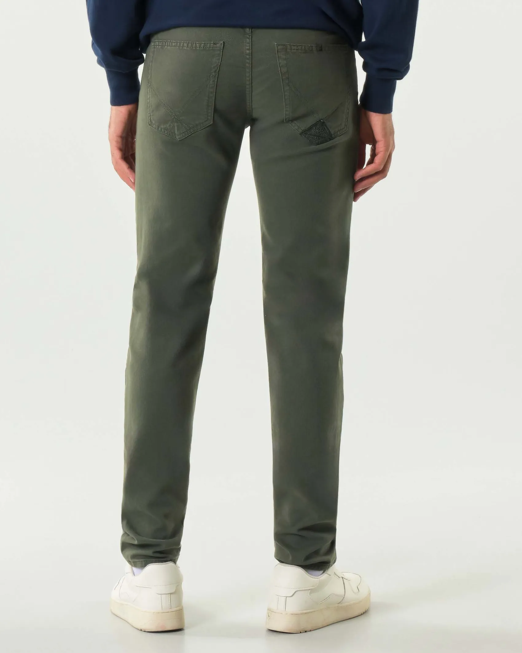 Pantaloni cinque tasche 517 Roy Roger's slim-fit verde militare in softbull di cotone stretch
