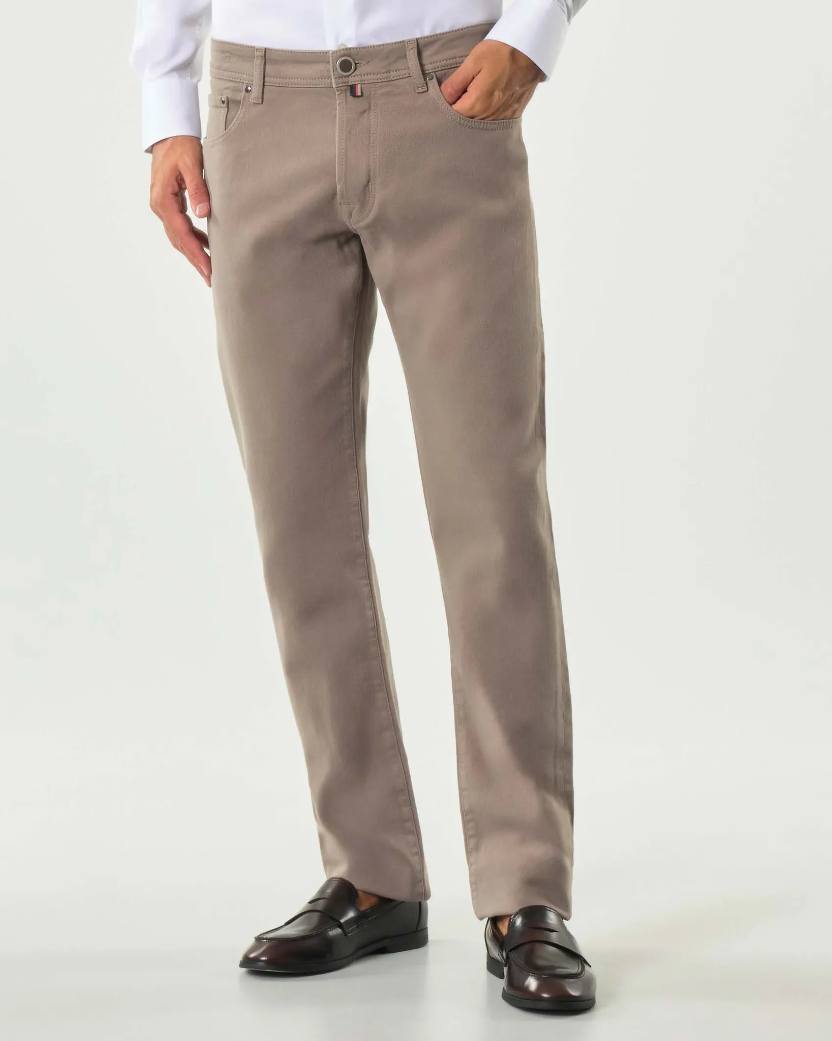 Pantaloni cinque tasche Jacob Cohen Bard slim-fit color fango in bull di cotone stretch
