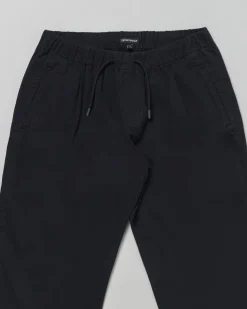 Pantaloni Emporio Armani carrot fit blu in cotone con coulisse