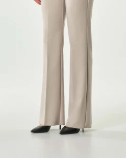 Pantaloni flare color sabbia Emme Marella in tessuto bstretch di misto viscosa