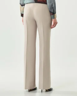 Pantaloni flare color sabbia Emme Marella in tessuto bstretch di misto viscosa