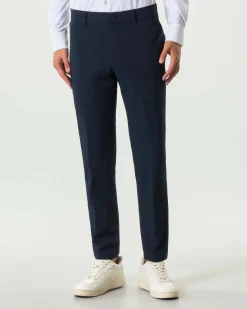 Pantaloni Genius Boss blu slim-fit in tessuto tecnico stretch