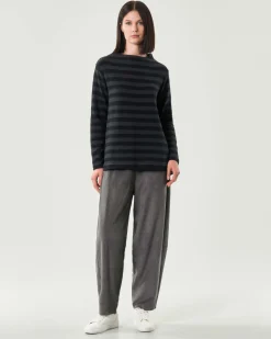 Pantaloni grigi a pallocino Jurerê in velluto stretch a coste con elastico inserito in vita
