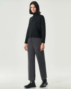 Pantaloni grigi alla caviglia Emme Marella con risvolto al fondo