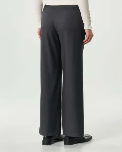 Pantaloni Hlo! grigio antracite in twill di misto viscosa stretch con pinces in vita