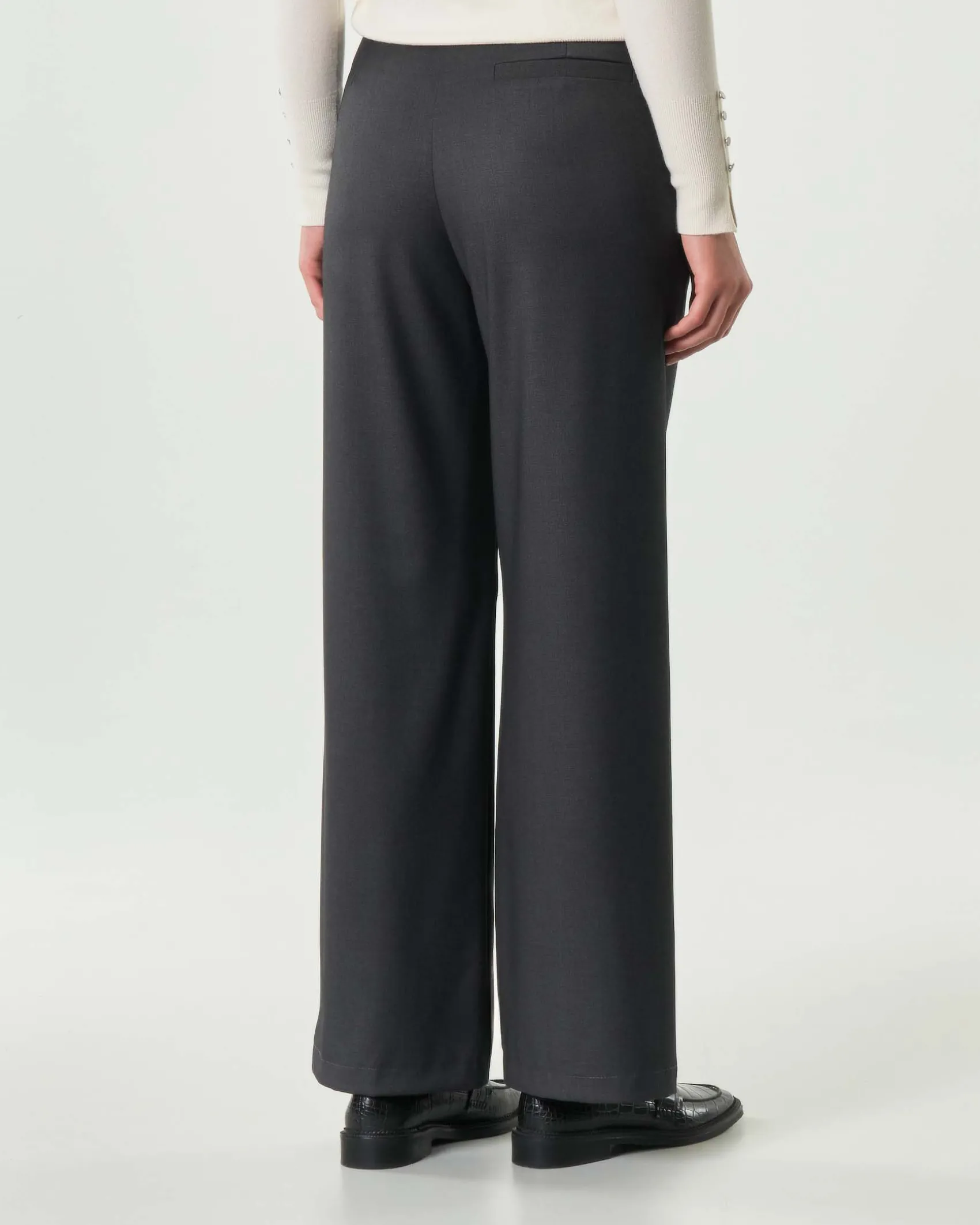 Pantaloni Hlo! grigio antracite in twill di misto viscosa stretch con pinces in vita
