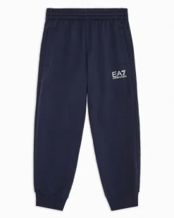 Pantaloni jogger EA7 blu in felpa di cotone